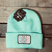 Salmon Sketch Beanie - Colored Fish On White Patch