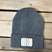 Salmon Sketch Beanie - Colored Fish On White Patch