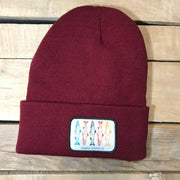 Salmon Sketch Beanie - Colored Fish On White Patch