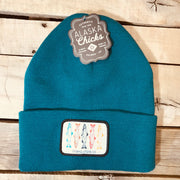 Salmon Sketch Beanie - Colored Fish On White Patch