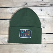 Salmon Sketch Beanie - Colored Fish On Black Patch