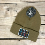 Salmon Sketch Beanie - Colored Fish On Black Patch