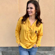 Long Sleeve T-shirt Hoodie With Buttons