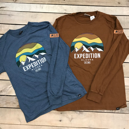 Men's Original Expedition Mountain Long Sleeve T-Shirt With Leather Patch