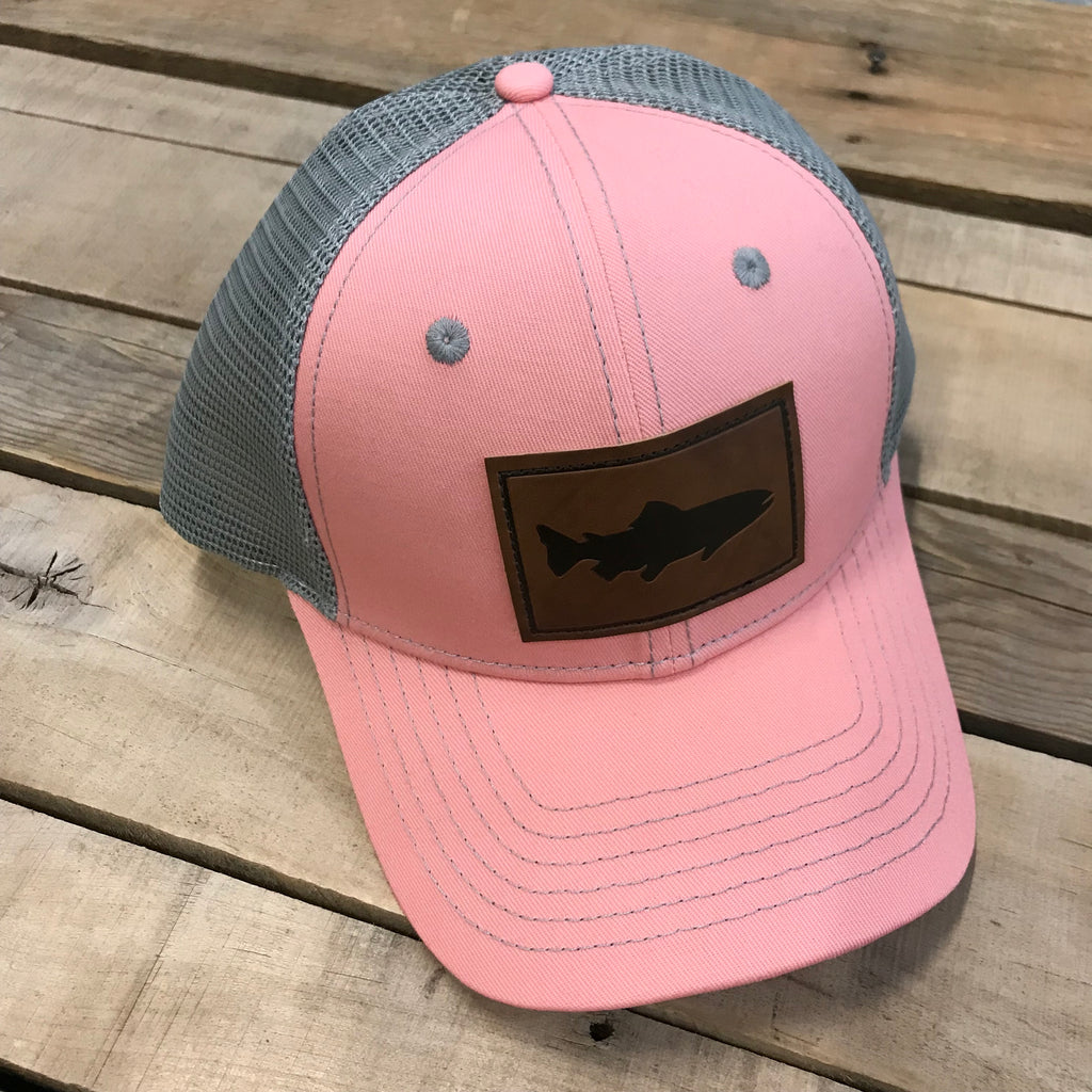 Salmon Leather Patch Trucker Hat – Alaska Chicks Co