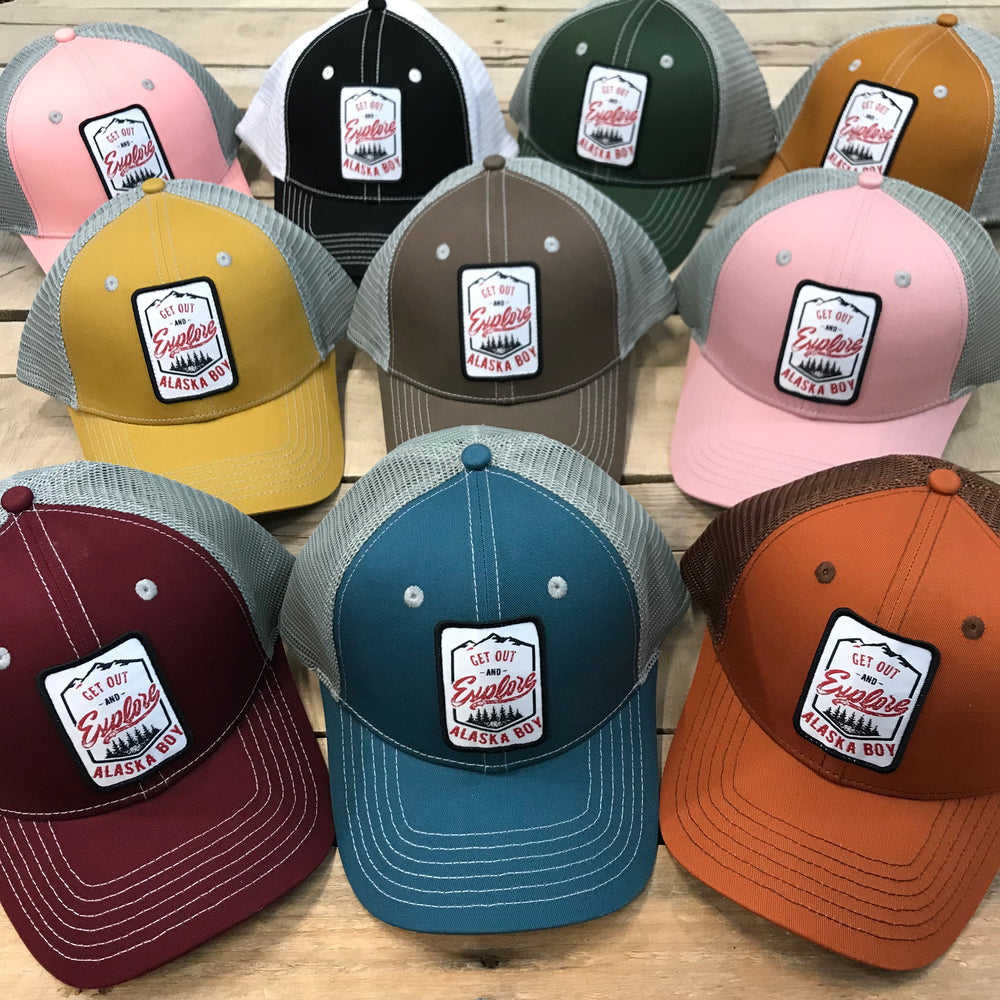 "Get Out And Explore" Alaska Boy Trucker Hat