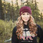 Knit Alaska Chicks Hat with Leather Patch